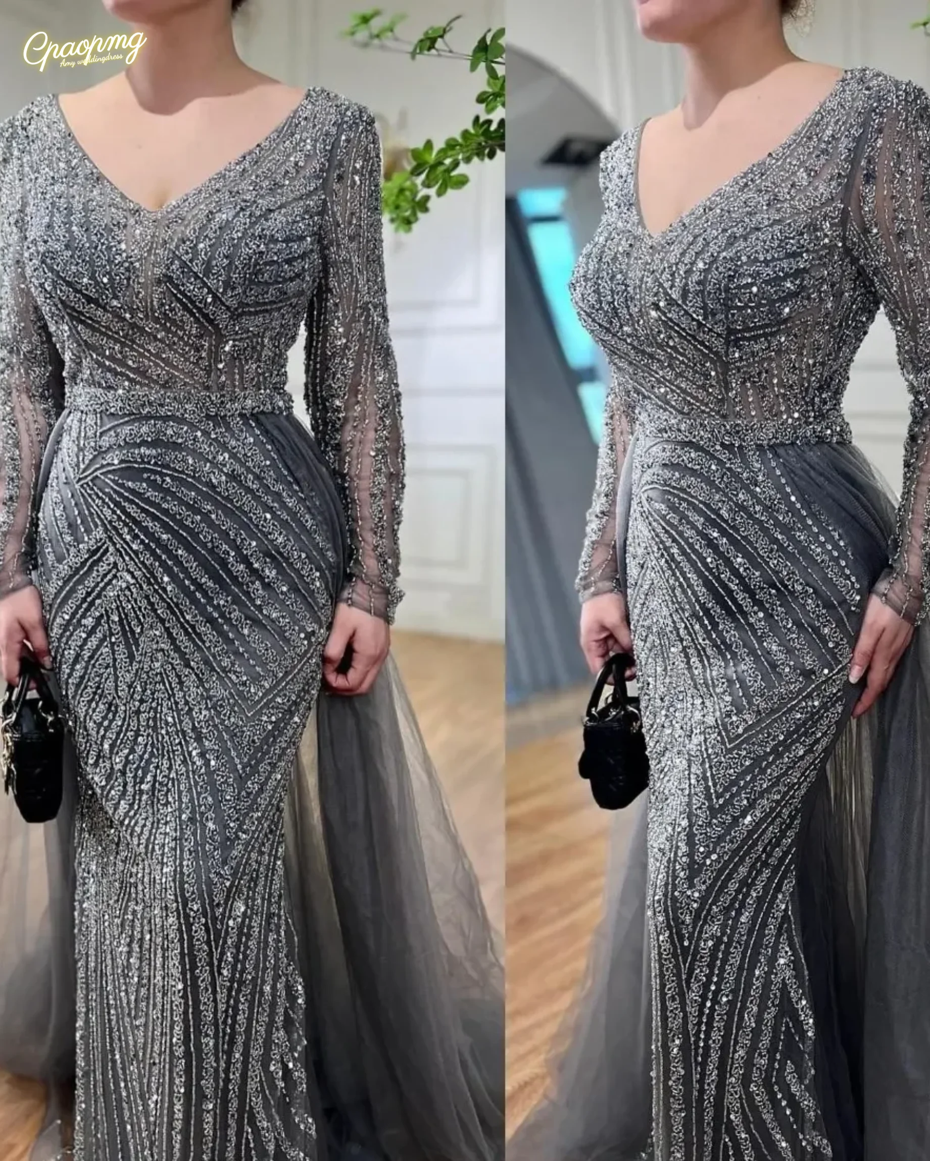 

Вечерние платья русалки с кристаллами по индивидуальному заказу, элегантное платье для выпускного вечера с длинными рукавами и бисером, мусульманские вечерние платья на Ближнем Востоке