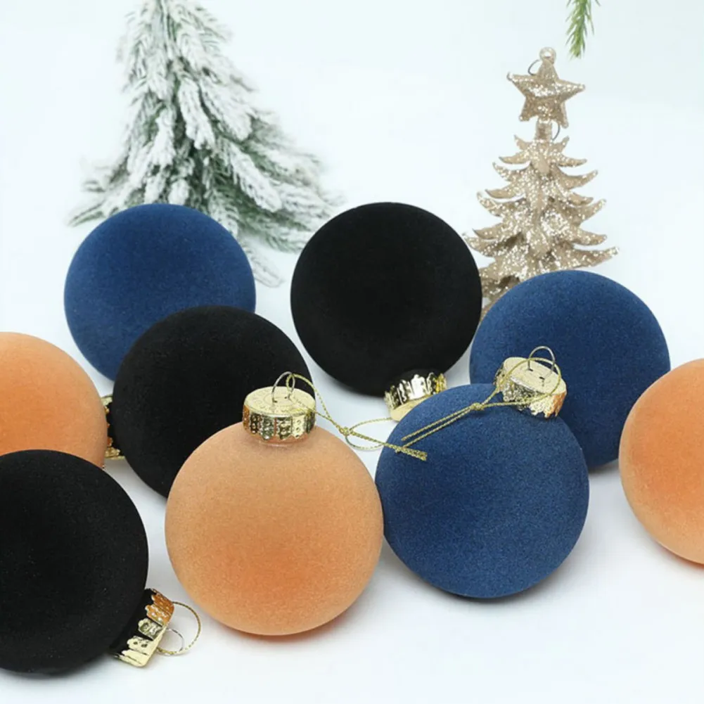 

16pcs/box Velvet Christmas Ball Pendant 6cm Flocked Christmas Tree Shatterproof Hanging Balls Ornaments for 2025 New Year Xmas