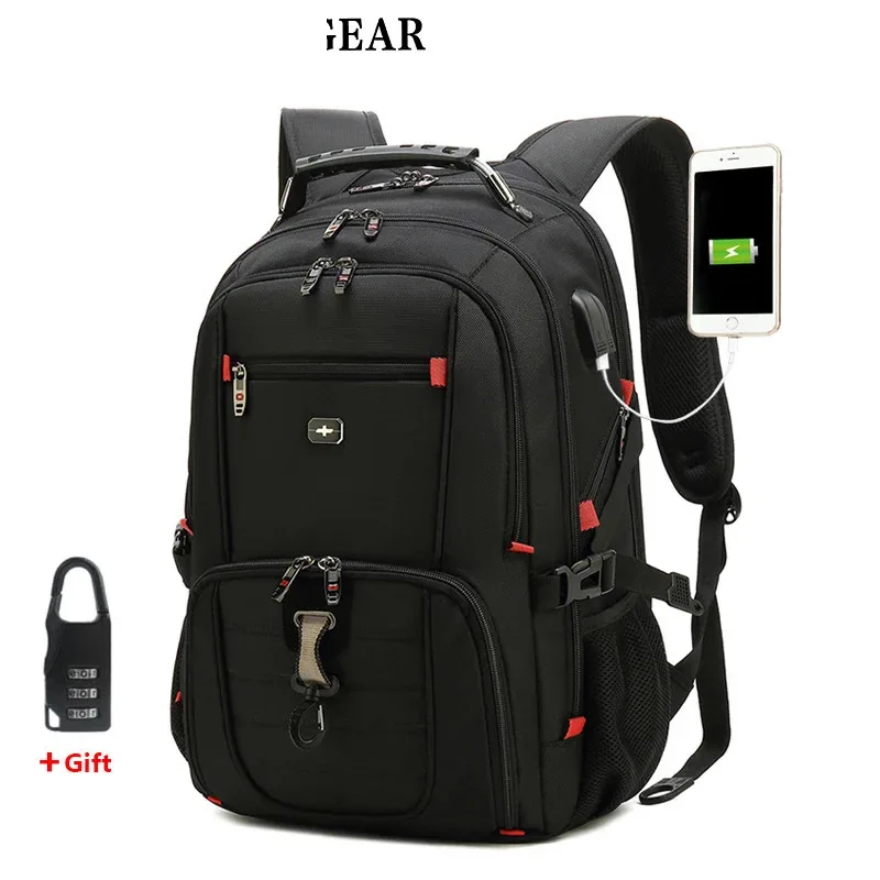 

men's swiss backpacks travel bag business anti theft backpack men mochila USB Charging 15.6 17 inch Laptop Backpack waterproof