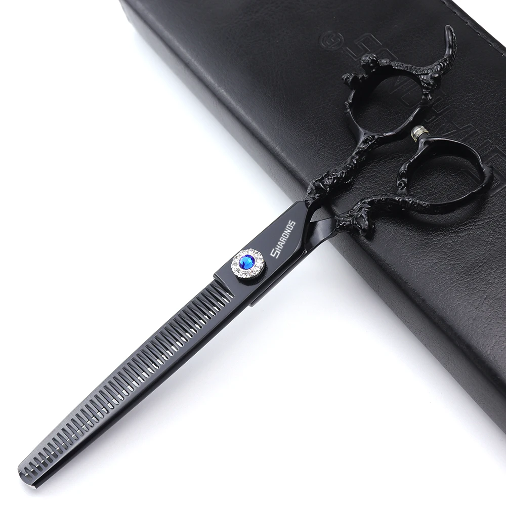シングルドラゴンヘアはさみプロフェッショナル本物の7インチ美容師専用フラットカッティング歯カットヘアはさみセット。