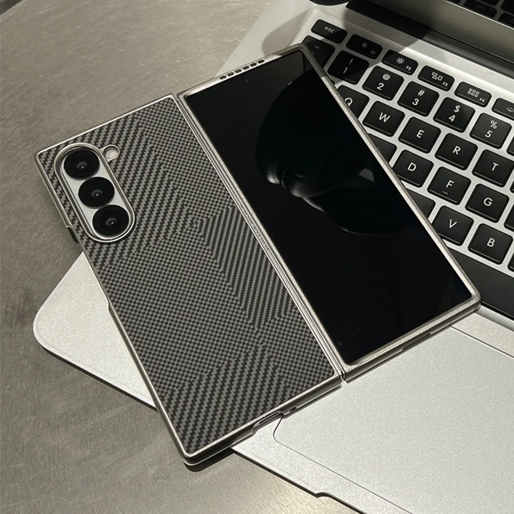 Роскошный чехол для телефона с кевларовым узором из углеродного волокна для Samsung Z Fold 7 6 5 4, противоударный бампер, матовая однотонная задняя крышка