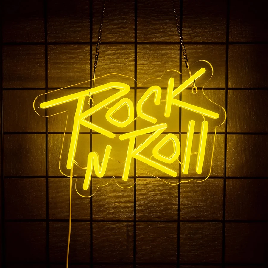 Rockband Neonbord voor wanddecoratie, muziek LED verlichte lichtreclame voor slaapkamer, live muziek, rock'n'roll, feest, podium, club, bar, mancave, studio