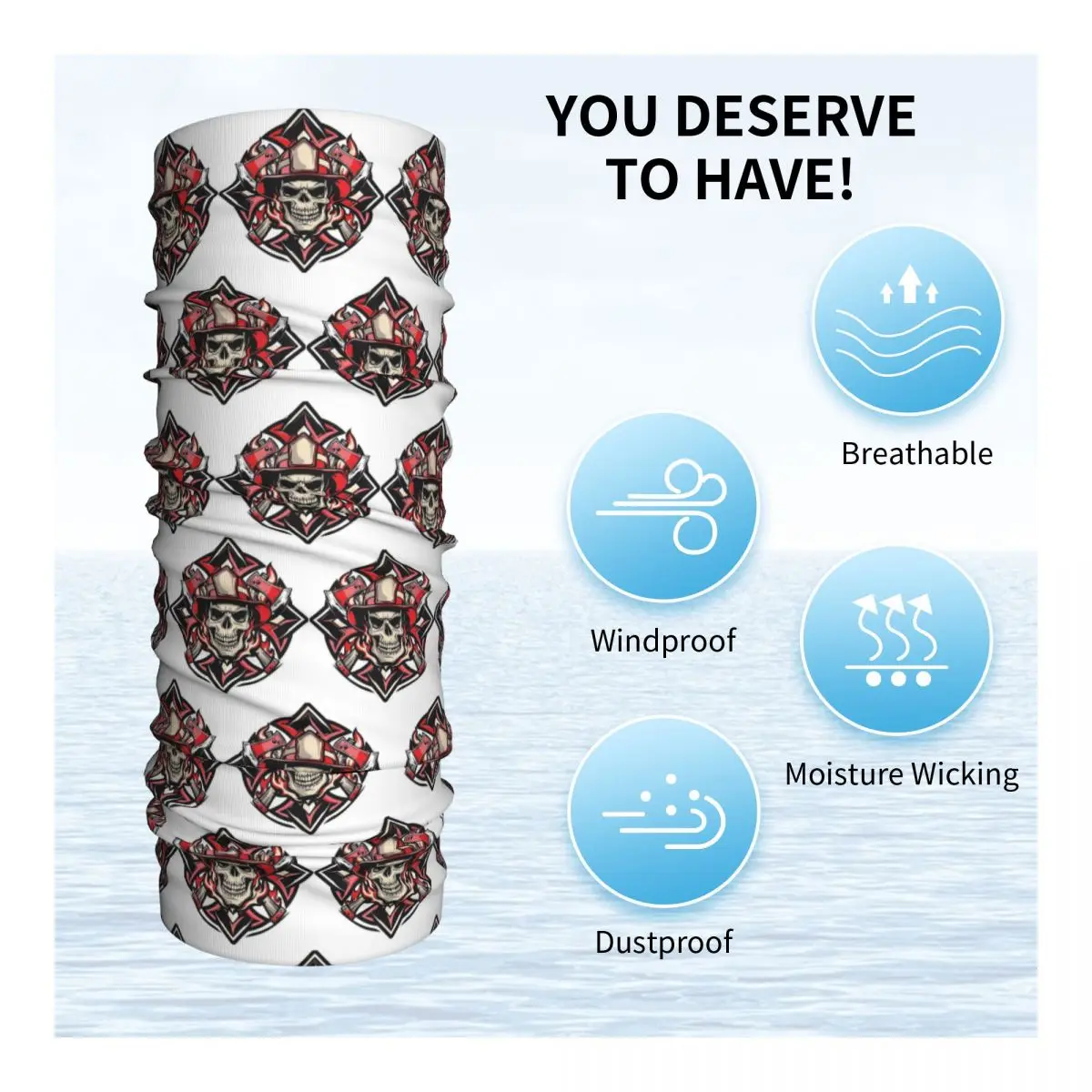 رجل الإطفاء الإنقاذ النار المالطية مع محاور متقاطعة باندانا الرقبة الجراب مطبوعة وشاح سحري متعدد الاستخدام بالاكلافا للرجال والنساء الكبار #3