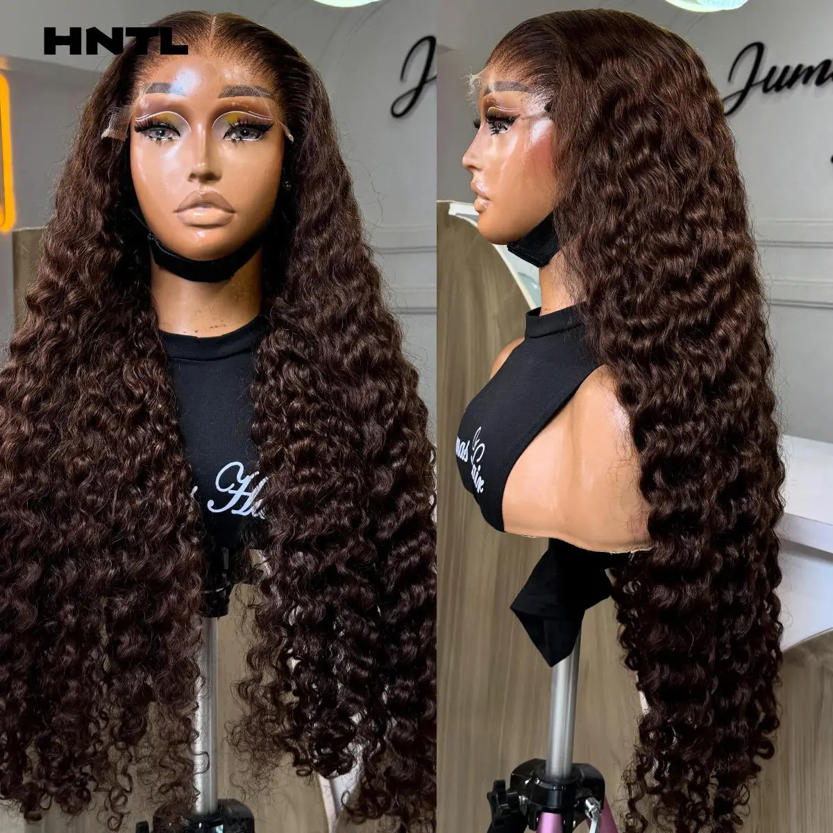 400 Density Choco Brown Colored Lace Front Wig Human Hair 13x6 13x4 HD Lace Burmese Curly Wigs Wig Ready to Wear Glueless Wigs