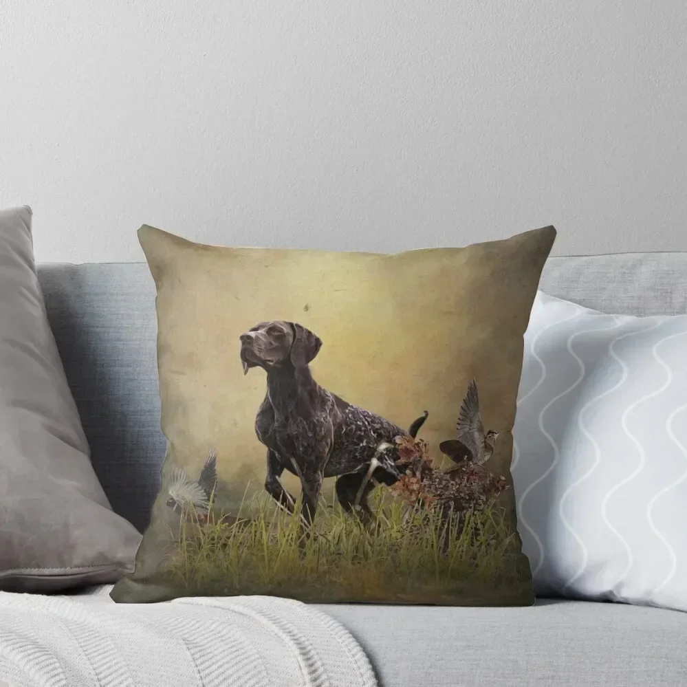 A German Shorthaired Pointer on point Throw Pillow Decorative pillow case pillowcases for sofa cushions pillow