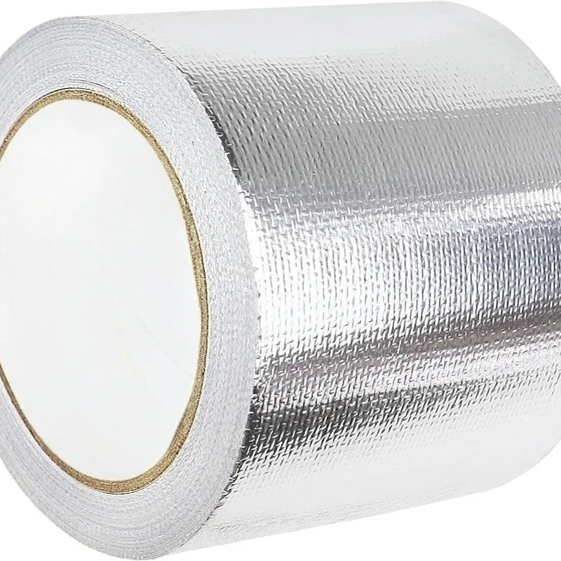 2 Stück selbstklebendes Aluminiumfolien-Fiberglas-Hitzeschildband, reflektierendes Material, kühles Klebeband, selbstklebend für HVAC, Rohr, Auto