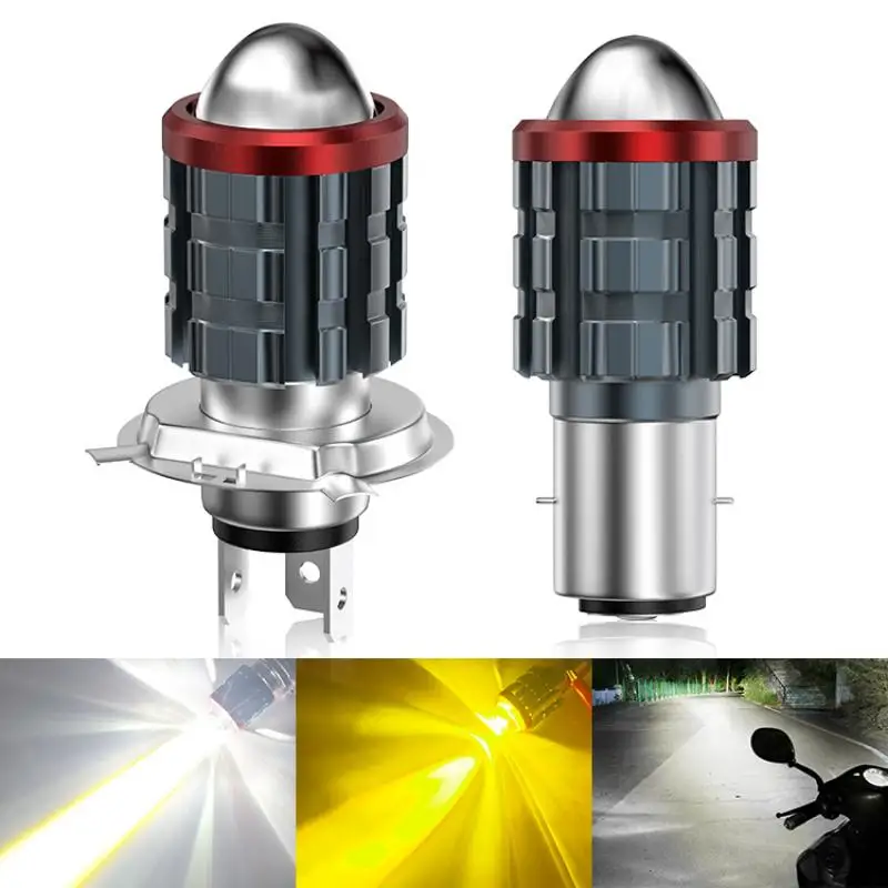 1PC H4 LED Motorcycle Headlight H6 BA20D Spotlight Led With Eye Lens White Yellow Hi Lo Beam Motorbike Scooter Running Light 