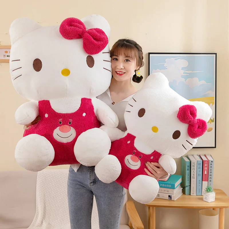 Sanrio ตุ๊กตาตุ๊กตาหนานุ่มลายสตรอเบอร์รี่สุดสร้างสรรค์, ใหม่ของขวัญสำหรับเด็กผู้หญิงของขวัญตกแต่งหมอนสำหรับนอน