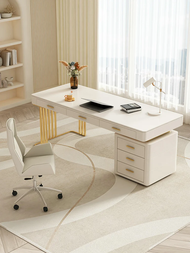 The product can be customized. Rock board desk, cream wind computer desktop desk, home minimalist modern boss desk