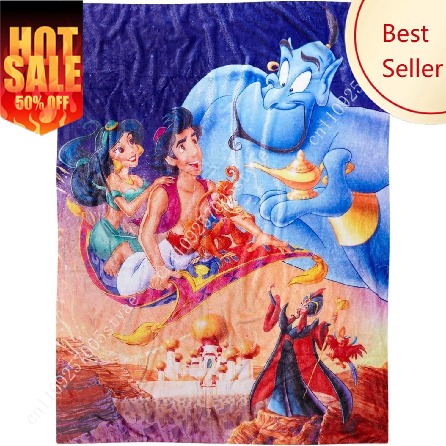 Manta de Aladino de Disney, alfombra mágica, paseo, genio, jazmín, Abu Jafar Iago, tiro de felpa suave