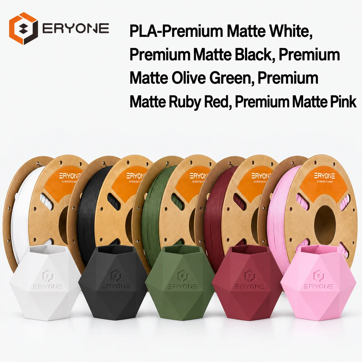ERYONE 5KG Matte Finish PLA Filament 1.75mm ±0.03mm High-Quality 3D Printer DIY Gift 1KG per Spool Free Shipping for 5 Rolls/Set Mixed Volume Set