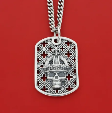 

Cool personality motorcycle punk domineering skull dark silver gothic hip-hop men's fashion pendant necklace