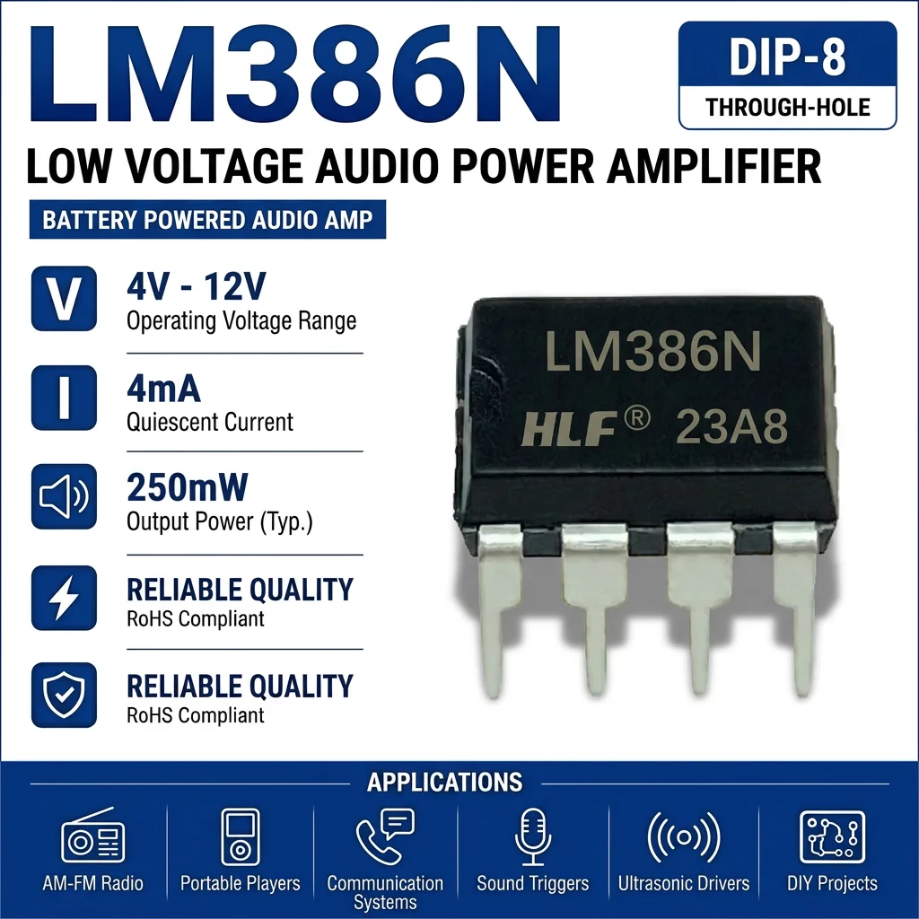 (25 pcs) LM386N-1 DIP-8 / LM3914MX-1 LM386 Low Voltage Audio Power Amplifier