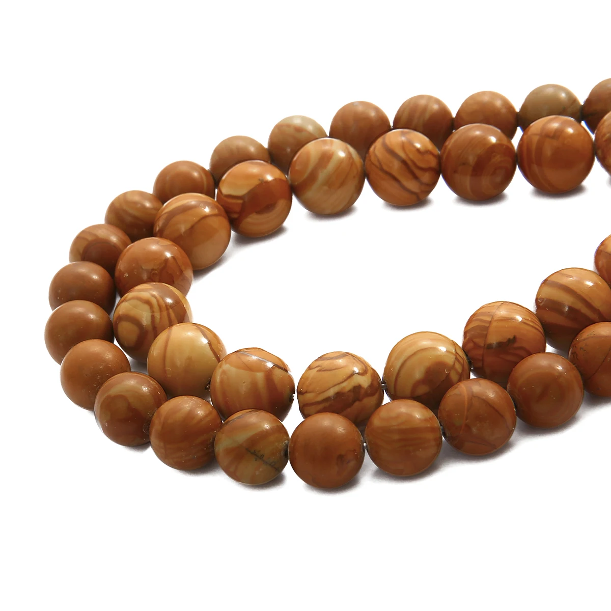 Natursteinperlen aus gelbem Holzmaserungsstein, runde lose Abstandsperlen für die Schmuckherstellung, DIY-Halsketten, Armbänder, handgefertigt – Detail 3