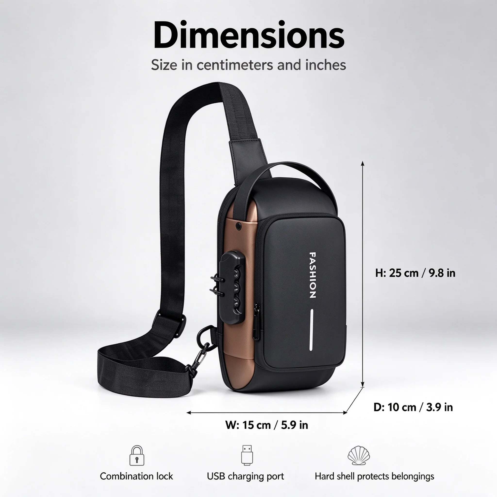 Men's Anti-theft Password Lock Sling Chest Bag, Waterproof Color Block Multi-function Crossbody Shoulder Bag gallery 4