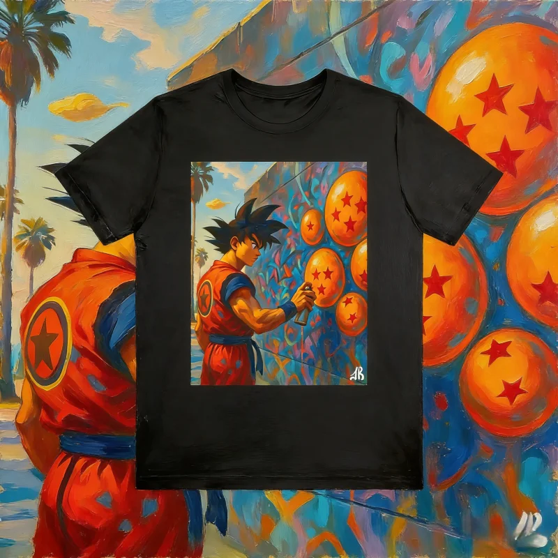 

Летняя хлопковая футболка унисекс 2026 в стиле ретро Dragon Ball с принтом Гоку, граффити и масляной живописью, уличная одежда для детей и взрослых