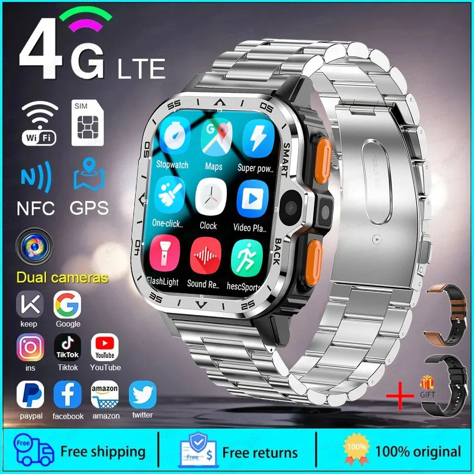 GUHUAVMI PGD SmartWatch 4G LTE GPS Wifi SIM Karte NFC Dual Kamera Robuste 64G ROM Lagerung Herzfrequenz Sport Smart Uhr Männer 7