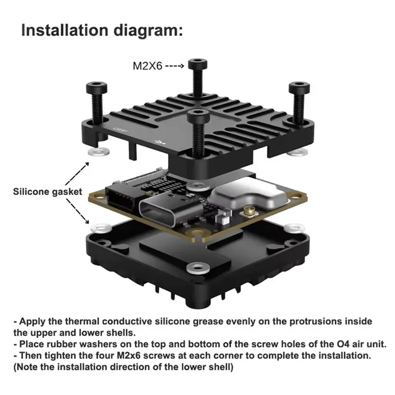 baae-アルミニウムパーツ-レンズヒートシンクユニットケース付き-広角レンズ-145-°-dji-o4-airカメラvtxシステム用fov