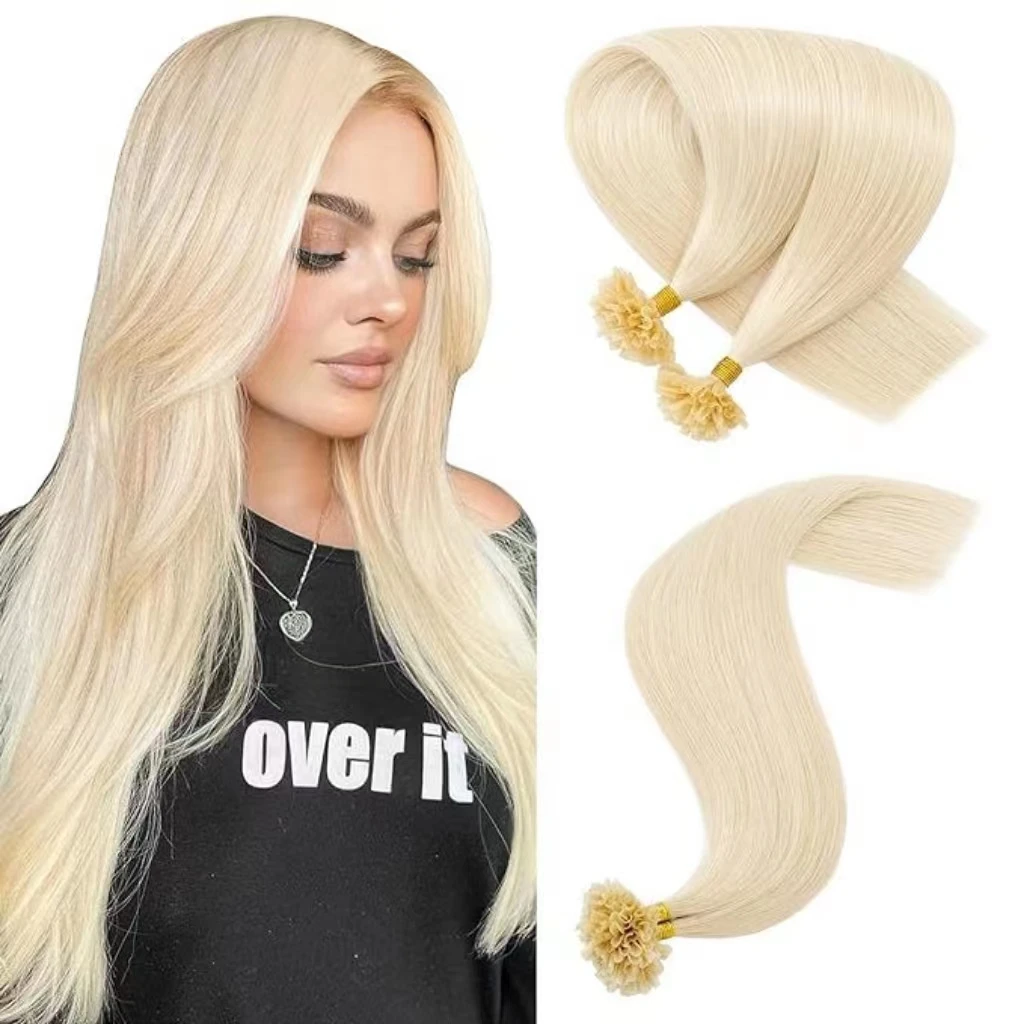 U Tip Hair Extensions Human Hair Platinum Blonde U Tip Keratin Hair Extensions Human Hair 12-30Inch U Tip Fusion Hair Extensions