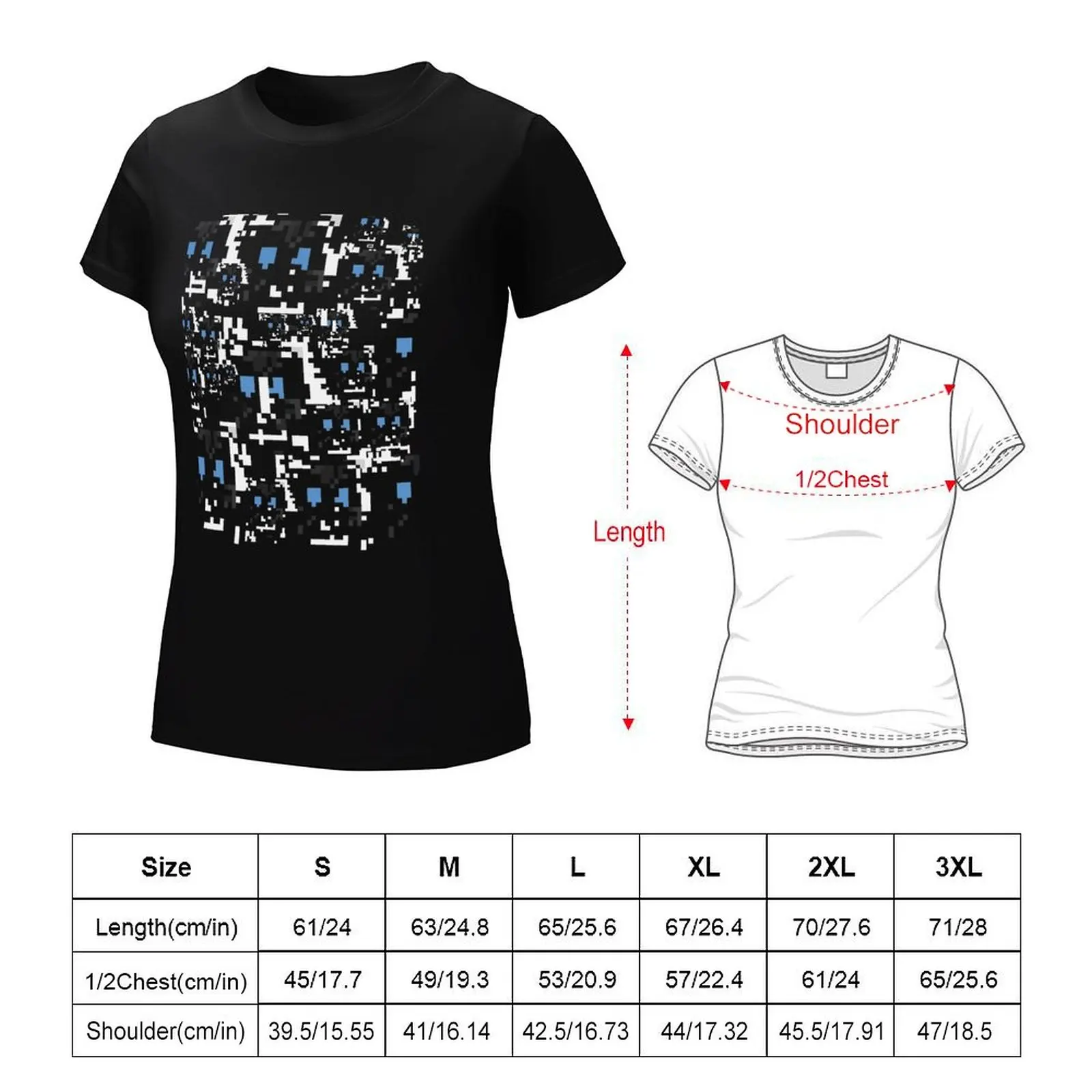 Modified anti-surveillance disable facial recognition pattern T-Shirt female hippie clothes black t-shirts for Women