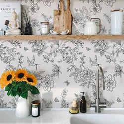 Black and white flower peeling wallpaper flower detachable self-adhesive contact wallpaper flower bird wall decoration wallpaper