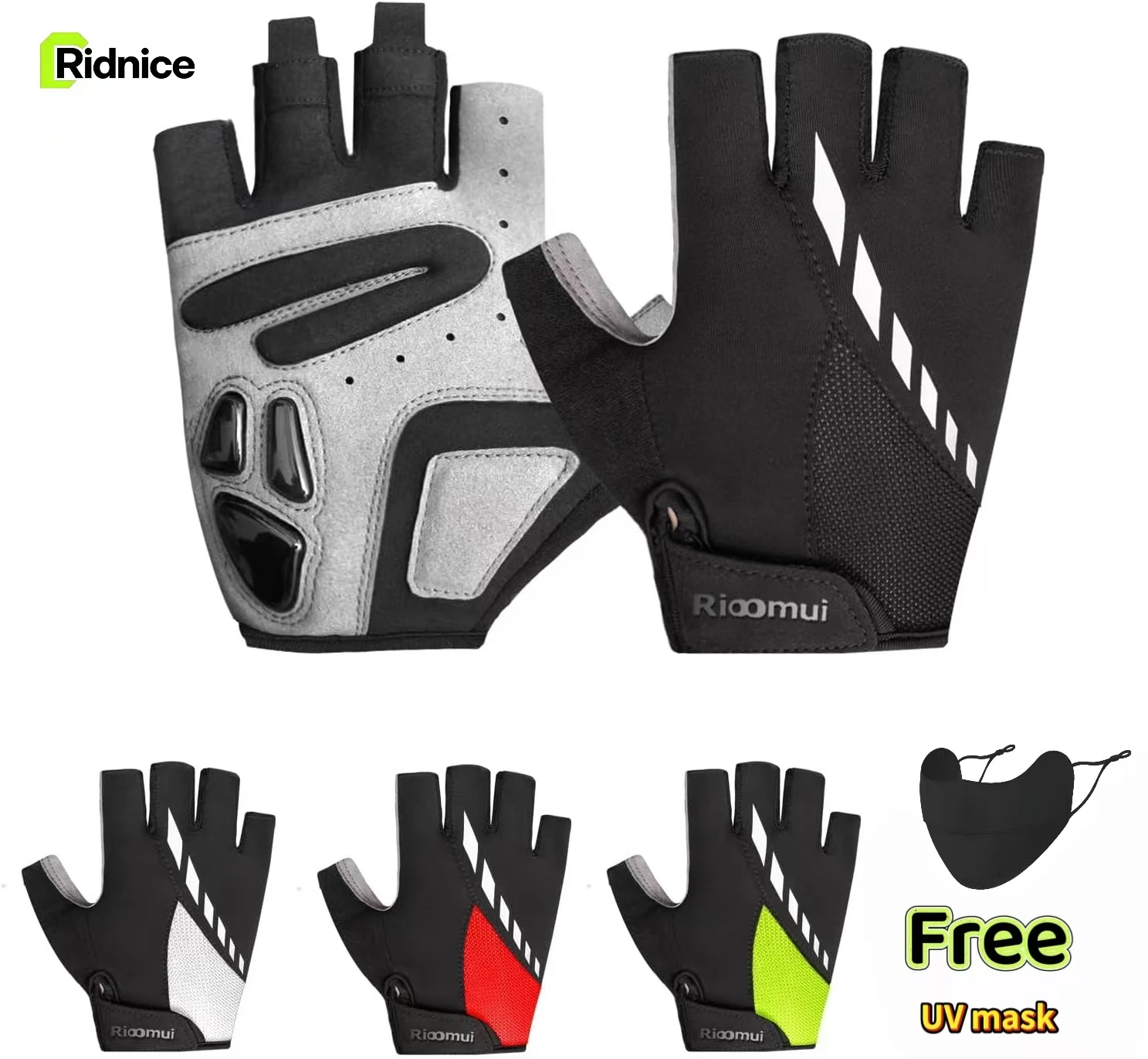 

Ridnice Cycling Gloves,Gel Padded Bike Gloves Half Finger Shockproof Breathable Cycling Bicycle Half Finger for Men Women