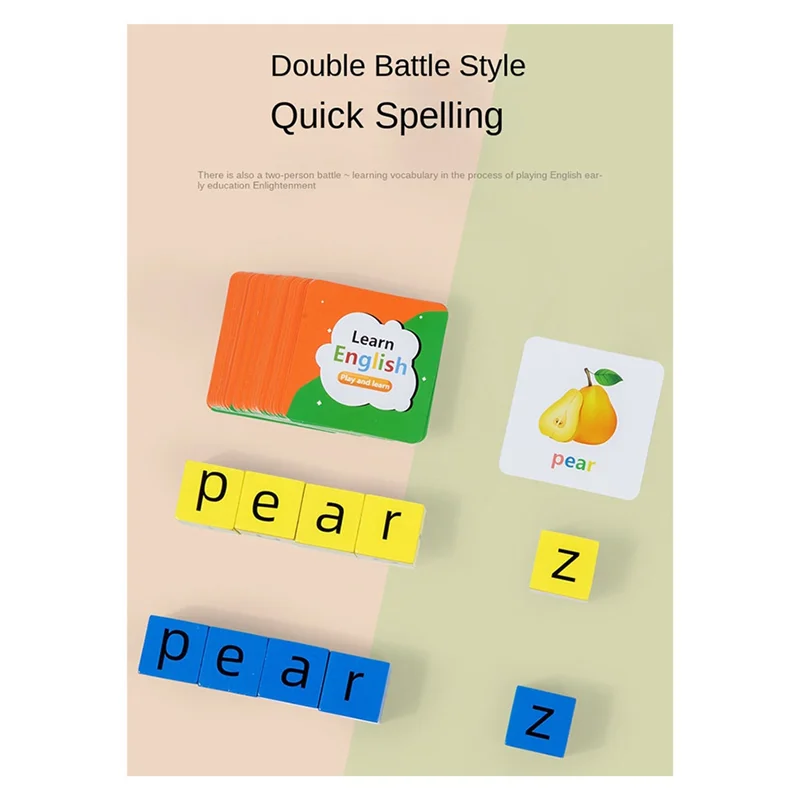 A19Q-Kinderen Alfabet Spellingspel Kinderen Engelse Kaart Strijd Roterende Bouwstenen Rekwisieten