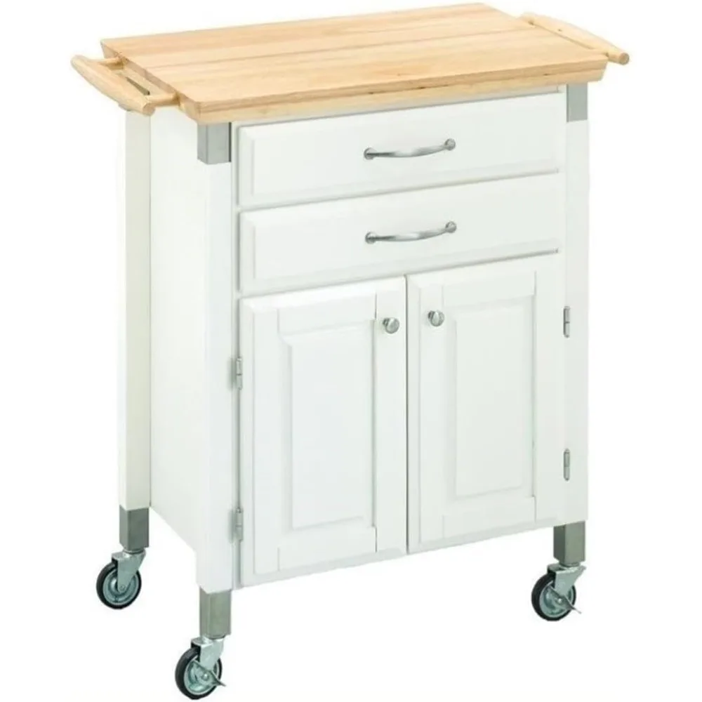 جزيرة مطبخ متنقلة بيضاء مع مساحة تخزين