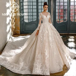 Michelle Royce Luxus Brautkleider für Frauen Schatz Applikationen Perlen sexy Langarm Brautkleid Vestidos de Novia