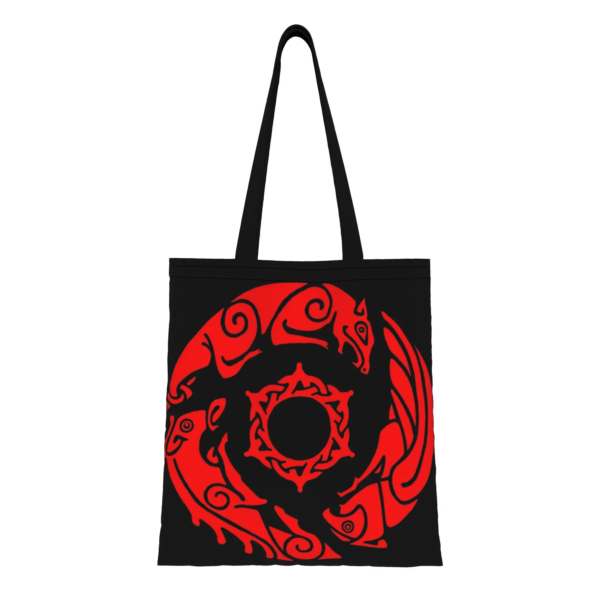 1PC Large Capacity Grey Mane Bedge Red Desert Action RPG Canvas Tote Bag Foldable Chic Pattern No Closed Design