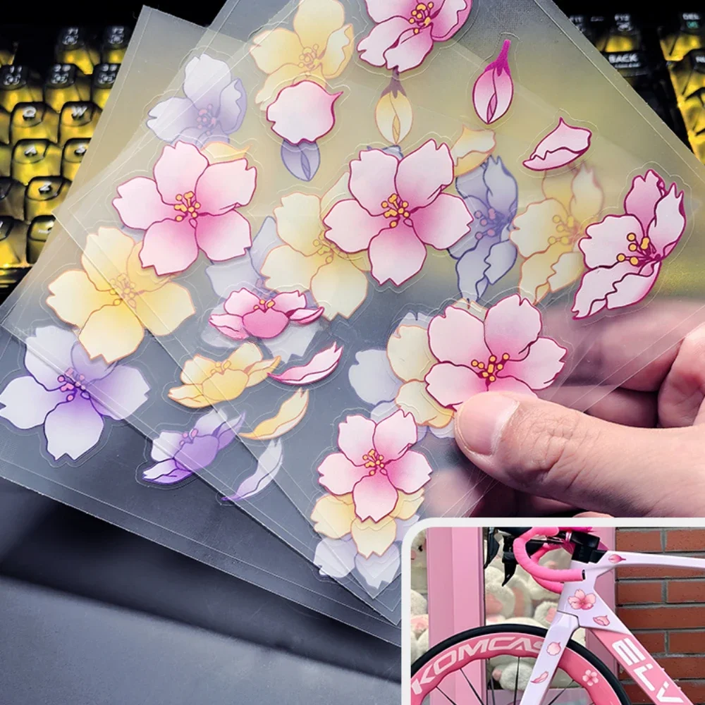 11-teiliges JDM Sakura Fahrradrahmen-Aufkleber-Set Oberrohr Wasserdichte Blumen-DIY-Dekoration Zubehör Langlebige Vinyl-Aufkleber