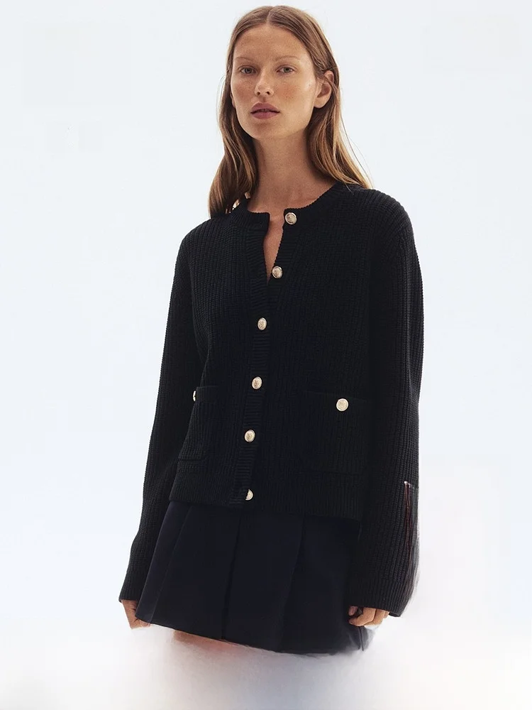 

Red Long Sve Knitted Sweater HM Women's Winter Faion College Sle Open Cardigan Cotton Acrylic Blend Sweet Sle 24863