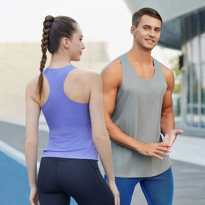 Couple Running Tank Top Men Marathon Lightweight Fitness T Shirts Women Racerback Gym Clothing Yoga Training Sports Singlet Men