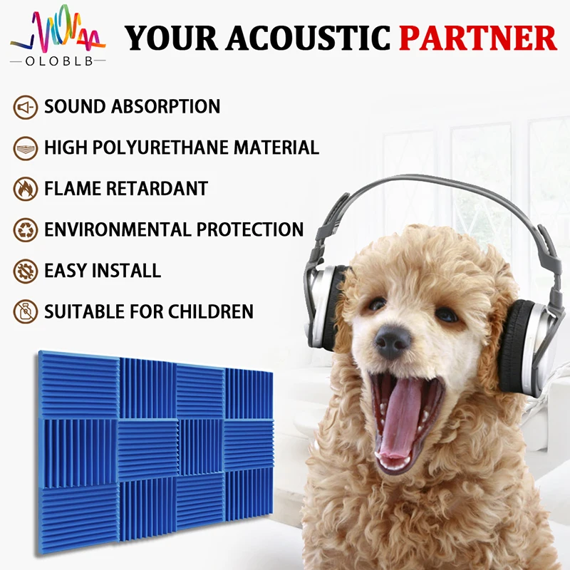 House Isolation 12 Pcs Wall Soundproof Foam Sponge Pad Sound Absorption Treatment Panel Ktv Room Studio Acoustic Foam Panels