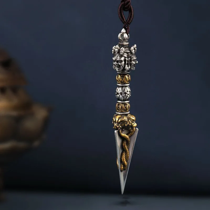 

Nepalese Tibetan Silver Vajra Pendant Buddhist Amulet Necklace