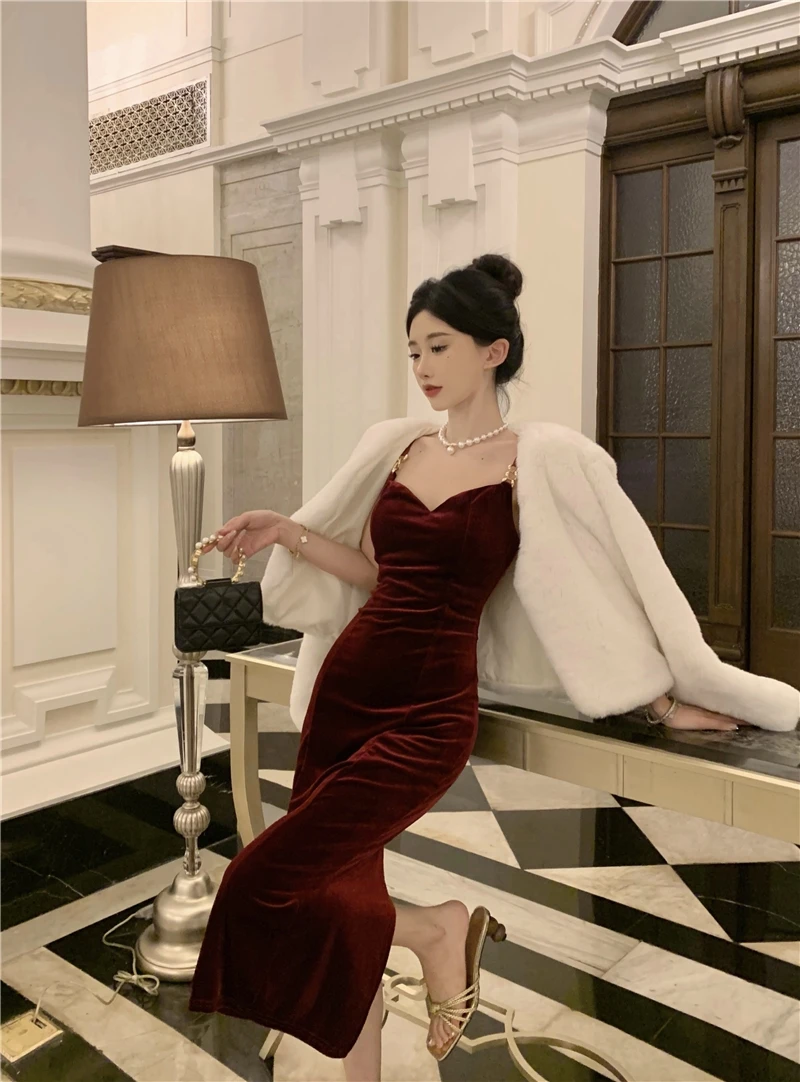 Retro emagrecimento veludo ter dr outono inverno novo sle sexy camada de base saia para mulher faionable bodycon dr