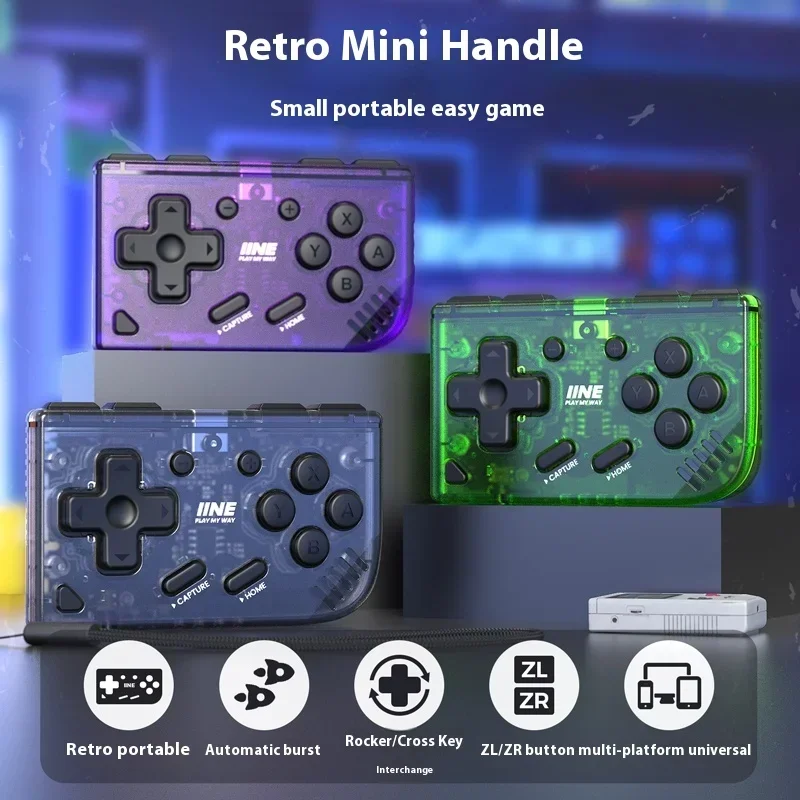 IINE Mini Retro Ananke Controller/ Turbo Function Interchangeable Joystick D-Pad Multi-Platform Controllers Handheld Game Custom