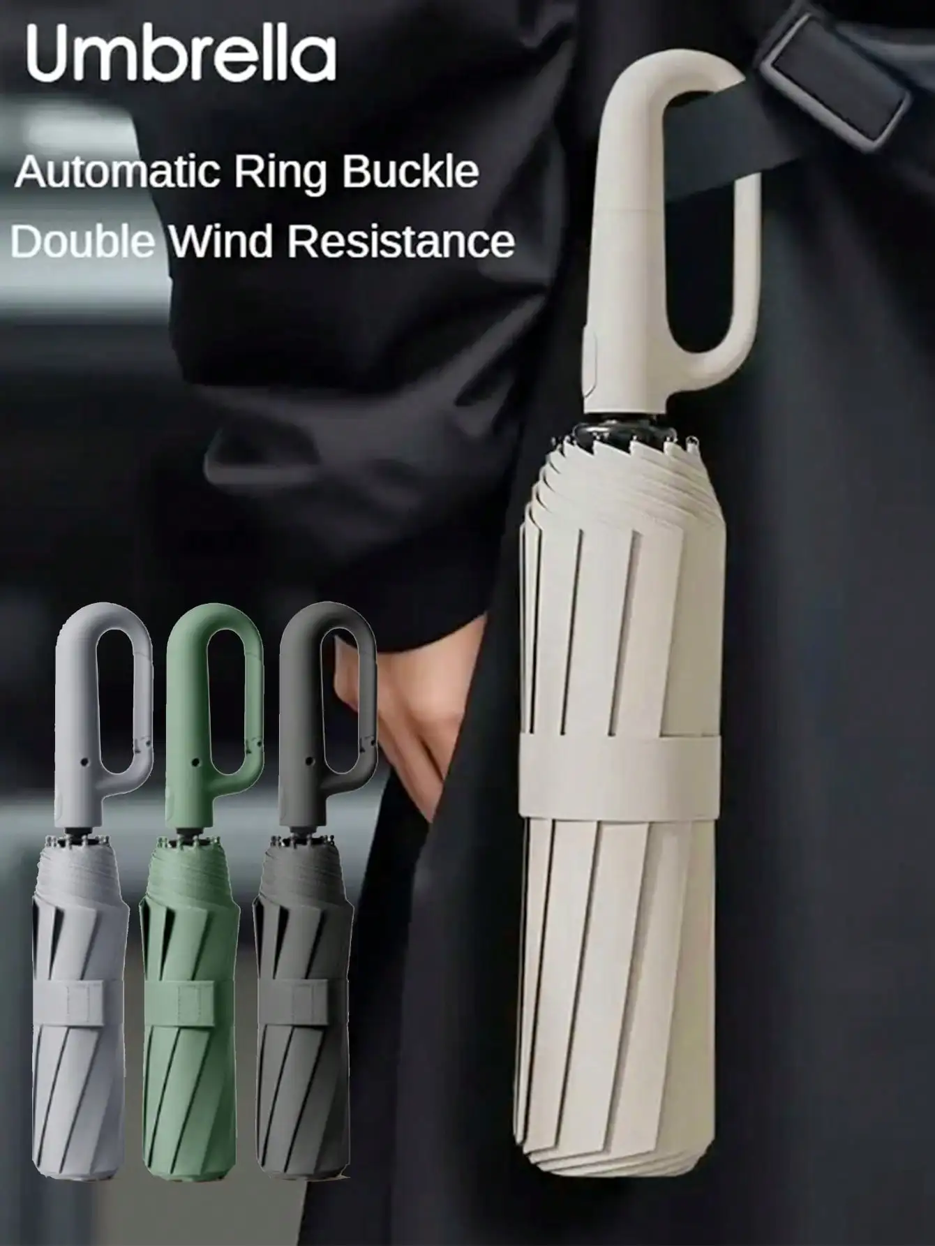 

1PC 10 Bone Automatic Buckle Oversized Fully Automatic Umbrella, Thickened And Reinforced Men's/Women's Foldable Sun Protection