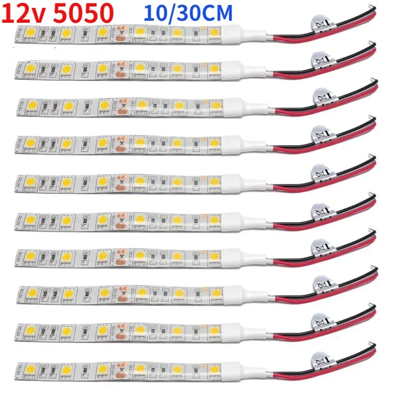 

5pcs DC12V 10cm/30cm 6leds/18LED Strip Light SMD5050 No-Waterproof Led Tape flexible Strip Light Tira Home Decor Lamp Car Lamp