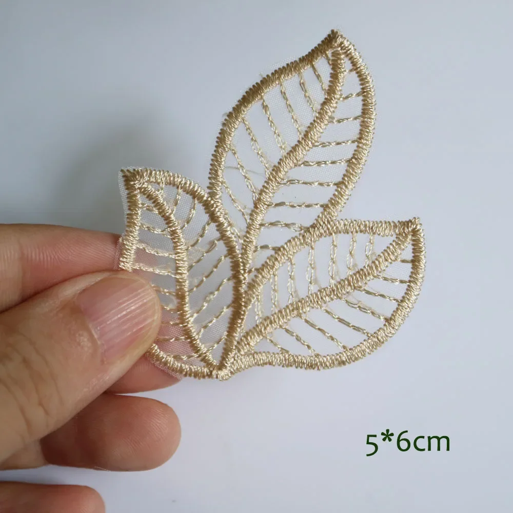 5pc DIY fashion organza leaves Patches for clothing Embroidery floral patches for bags decorative parches applique sewing craft