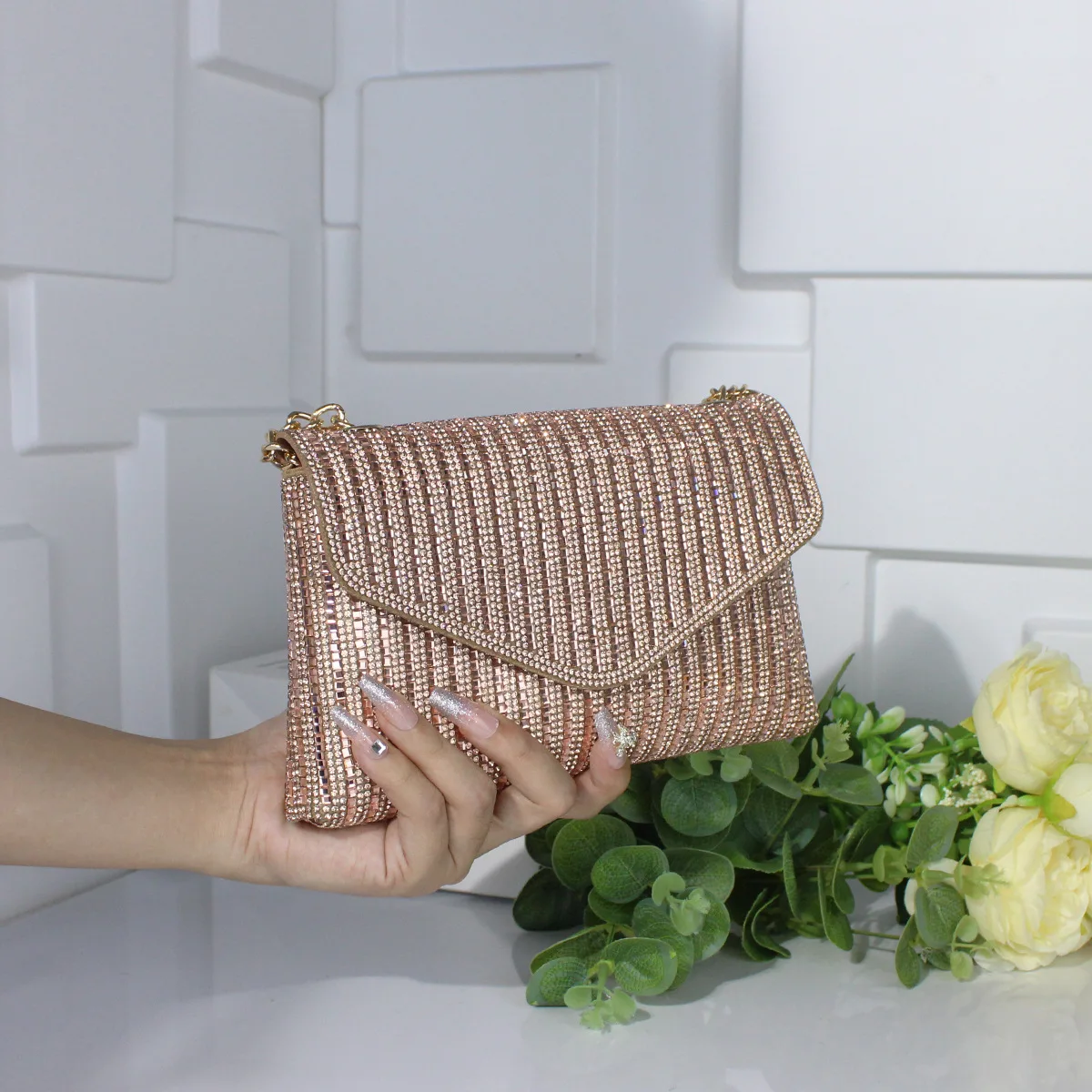 Light Luxury Fashion Flash Diamond Encrusted Dinner Bag Clutch Bag Exquisite High-End Dress Bag