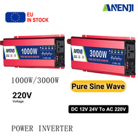 ANENJI Pure Sine Wave Inverter DC 12V 24V To AC 220V 3000W 1000W DC To AC Portable Power Converter Car Solar Inverter EU Socket