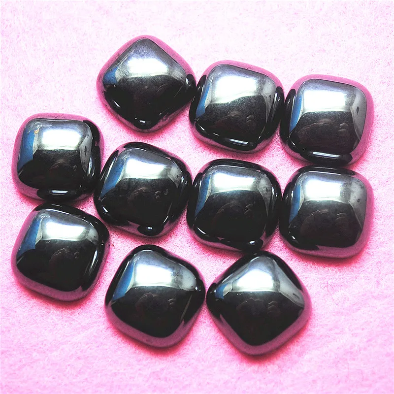 10 قطعة 15X15 مللي متر حجر الهيماتيت الأسود كبوشن شكل مربع فضفاض الخرز الكابينة لا ثقب DIY بها بنفسك العثور على المجوهرات أجزاء