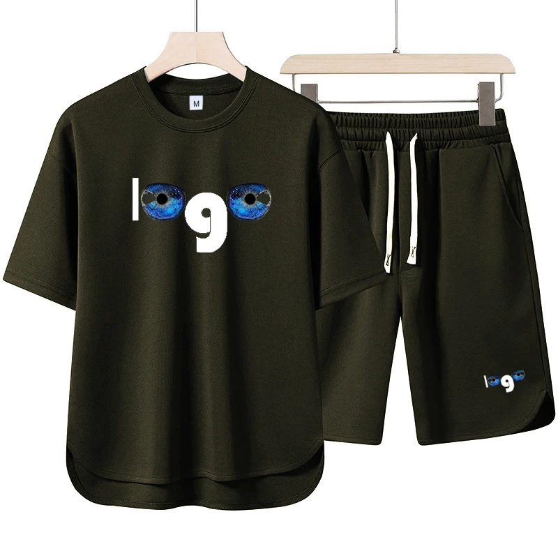 Customized printed T-shirt shorts 2-piece set for men's summer fashion short sleeved sportswear set shorts streetwear T-shirt to