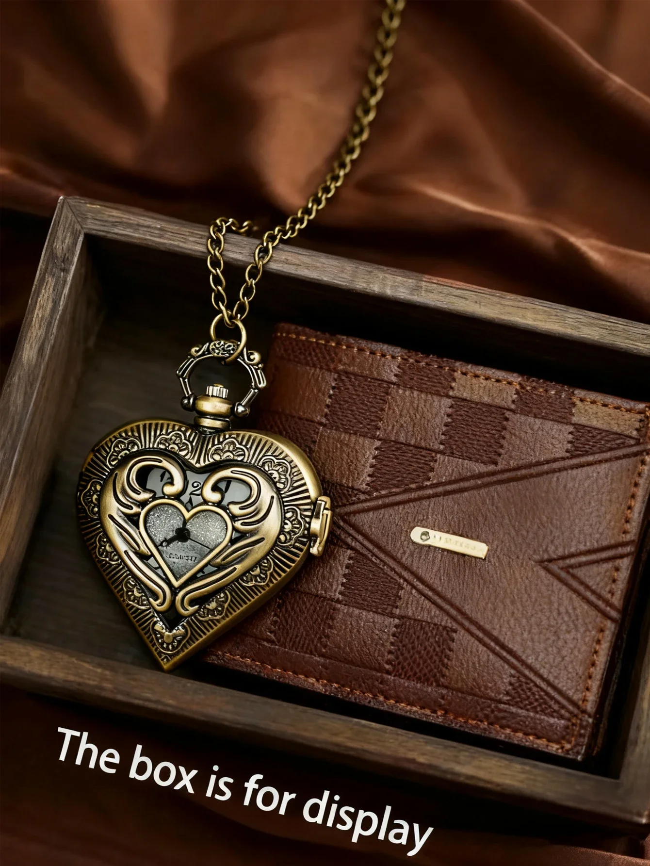 Vintage peach heart hollow pattern pocket watch, antique copper peach heart carved hollow classical pocket watch