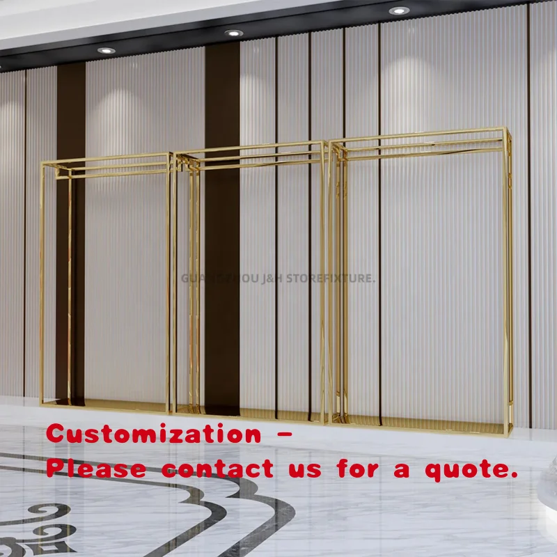 custom.Well Designed Pretty Garment Racks New Garment Display Stand Design Shiny Gold Wedding Dress Store Display Rack