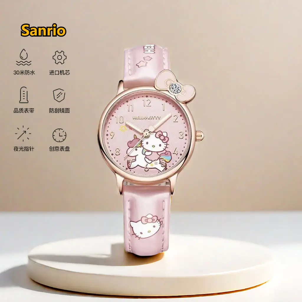 Sanrio New Hello Kitty Cinnamoroll Quartz Watch Cute Children's Watch Waterproof Simple Cartoon Birthday Gifts