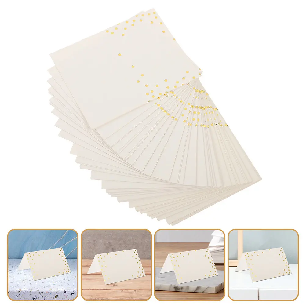 

100Pcs Gold Foil Table Seating Cards Wedding Place Cards Blank Name Tents Elegant Table Setting Accessories Wedding Seat Card