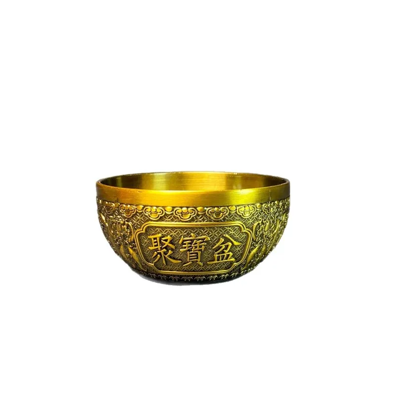 Antique Alloy Qilin Treasure Basin Ornament Attracting Wealth, Decorative Tabletop Craft for Shops and Offices