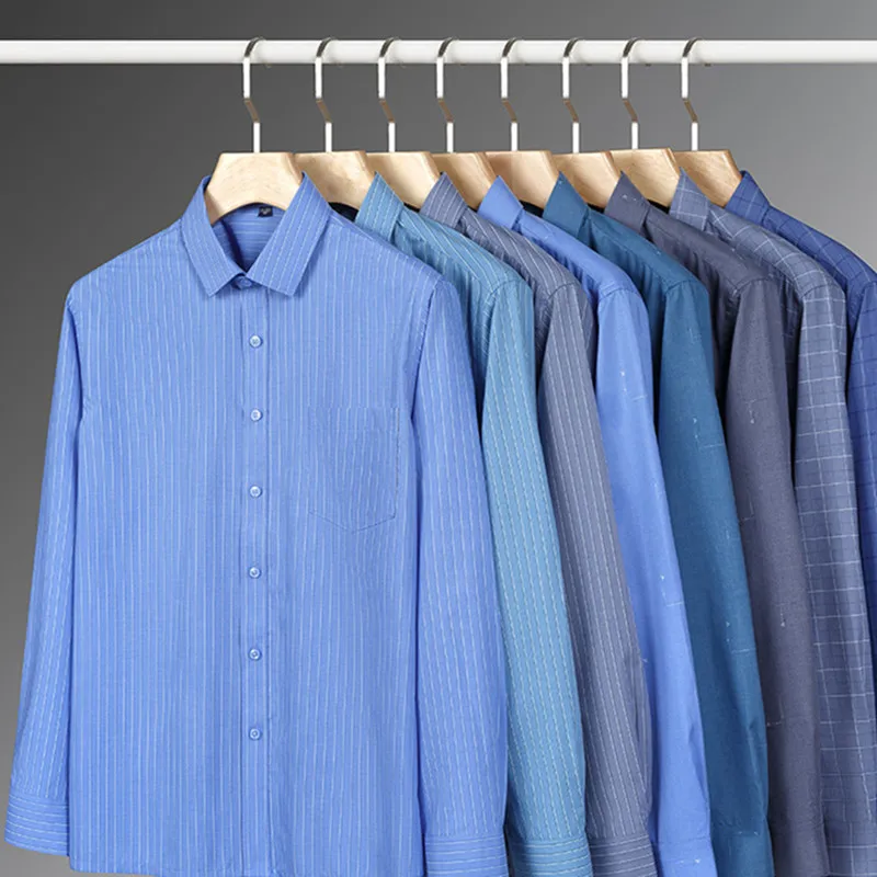 Übergrößen 7XL 6XL 5XL Luxus Herren-Hemden aus Bambusfaser Lässige Weiche Knitterfreie Karierte Business-Hemden für Herren